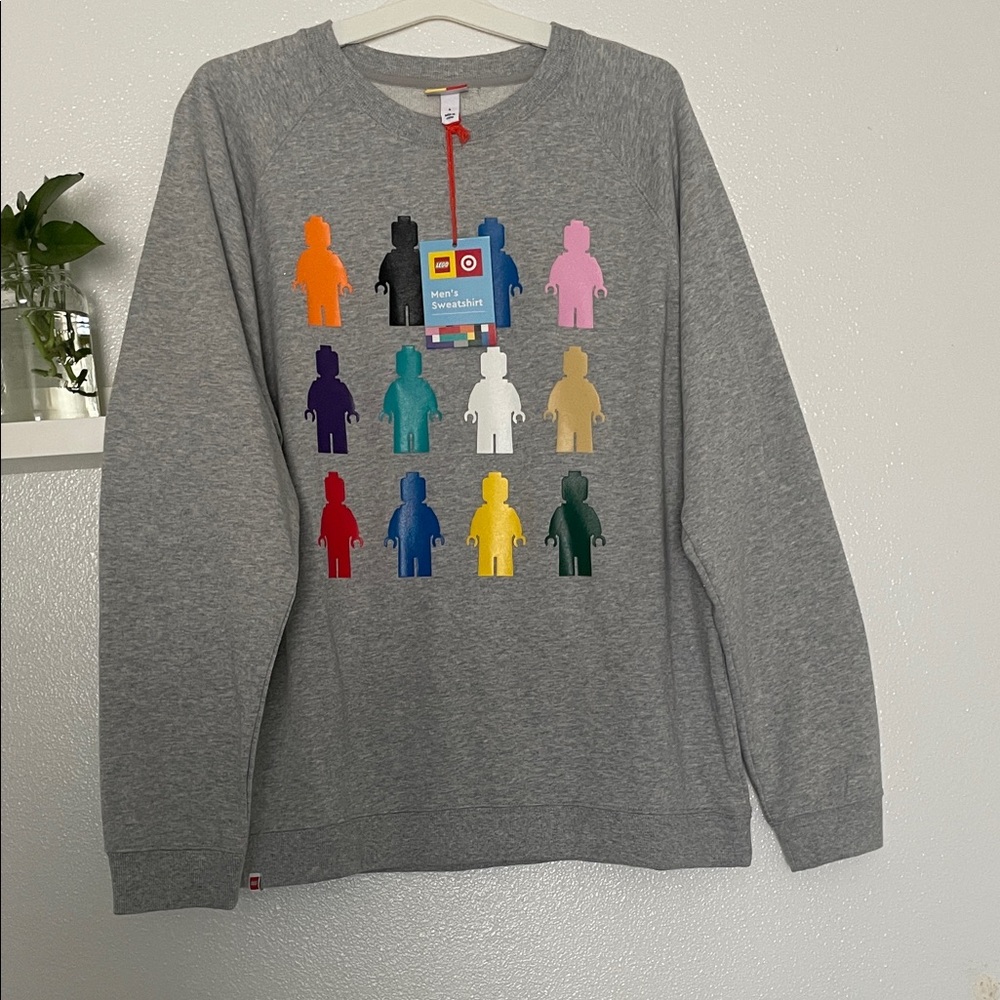 Lego Men's Gray Sweater with Colorful Figures
